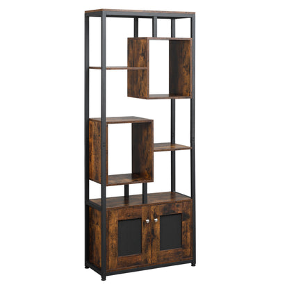 biblioteca stil industrial, 70x30x180cm, maro
