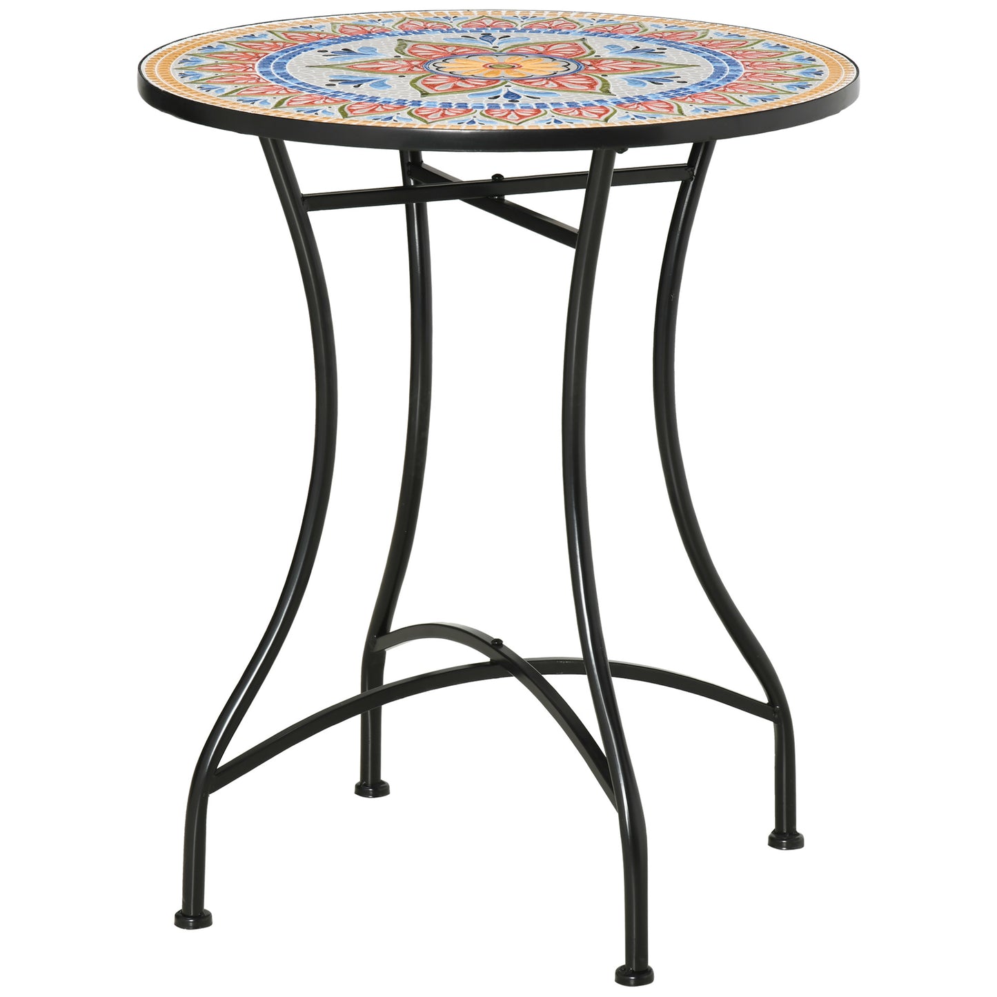 Masa Rotunda Stil Bistro de 60 cm cu Mozaic pentru Gradina, Veranda, Exterior, Balcon, Gri