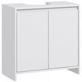 Mobilier Sub Chiuvetă pentru Baie cu 2 Uși, Dulap de Baie cu Decupaj în U pentru Țevi, 60x30x60 cm, Alb