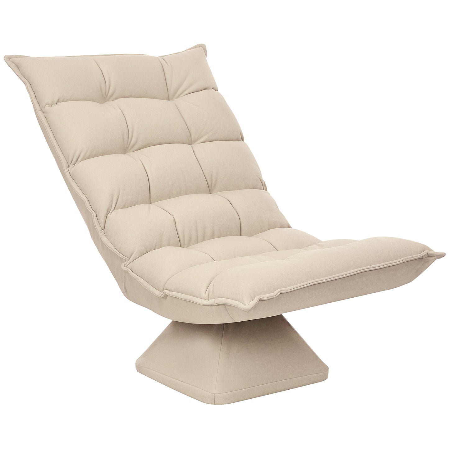 Fotoliu Relax Rotativ 360° cu Spătar Reglabil în 5 Poziții, Fotoliu de Podea cu Șezut Căptușit Gros în Material Textil cu Aspect de In, pentru Living, Lectură, 62x70x95 cm, Bej