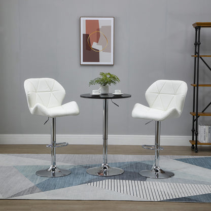 Set 2 Scaune Bar Reglabile, pentru bar si bucătărie, din Piele PU,51,5 x 57,5 x 93-114,5 cm, Alba