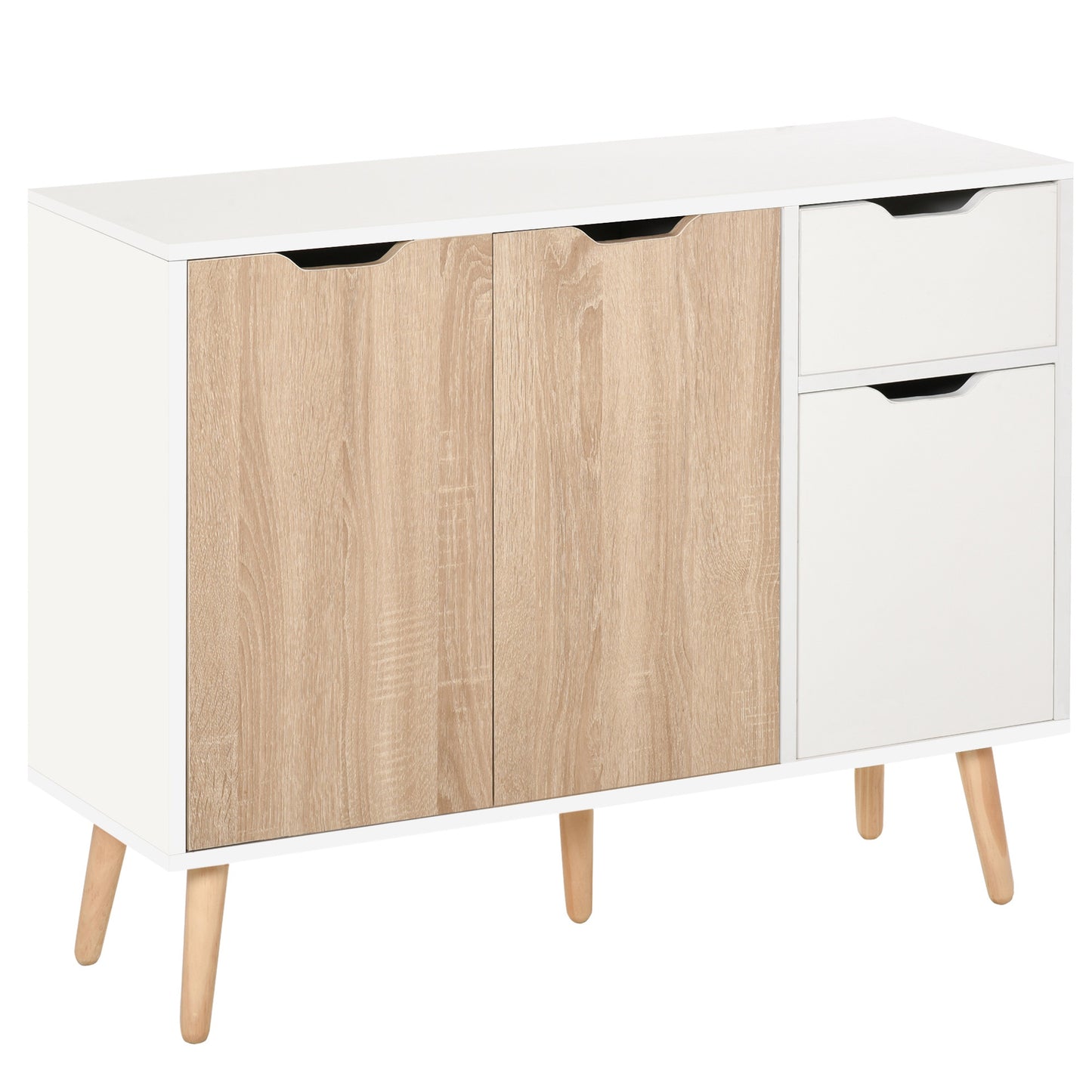 Dulapior Multifunctional  din Lemn cu Sertar si Dulapioare in Stil Nordic, 90x30x72cm
