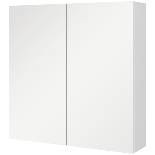 Dulap cu Oglindă pentru Baie cu 2 Uși Soft Close, 60x15x60 cm, Rafturi Reglabile, Dulap Suspendat Spațiu Economic, Alb Lucios