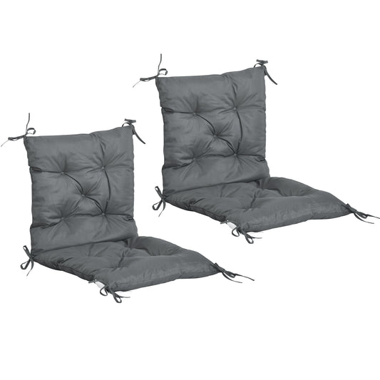 Set 2 Perne pentru Scaune de Exterior din Poliester și Bumbac cu Șnururi, 50x98x8 cm, Gri