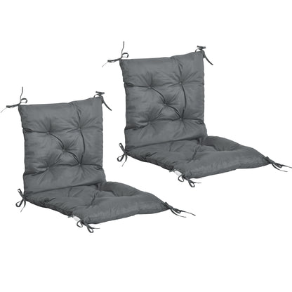 Set 2 Perne pentru Scaune de Exterior din Poliester și Bumbac cu Șnururi, 50x98x8 cm, Gri