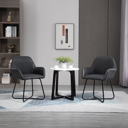 Set 2 Scaune 60×56,5×85 cm – Piele Sintetica Maro, Design Modern