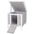 Adapost mic, din lemn, pentru iepuri, casuta pentru porcusori de Guineea, gri 46x39x30 cm