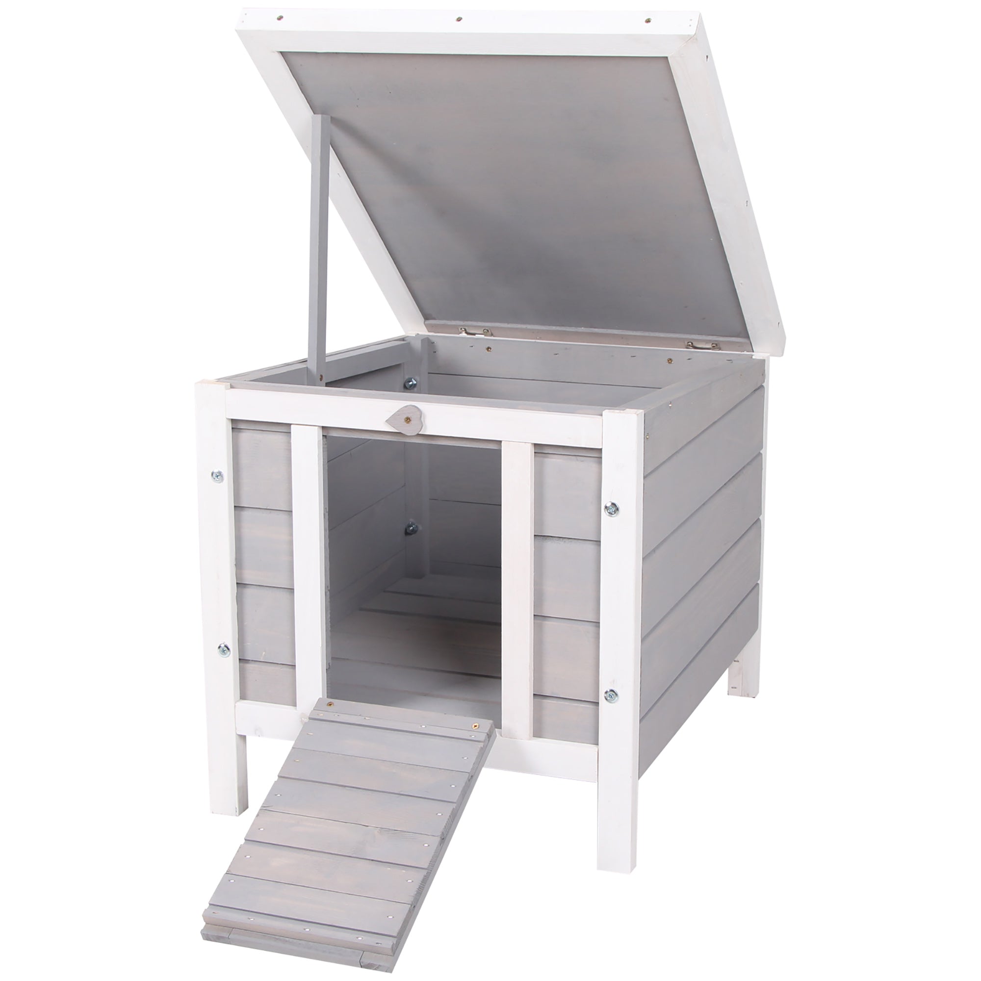 Adapost mic, din lemn, pentru iepuri, casuta pentru porcusori de Guineea, gri 46x39x30 cm