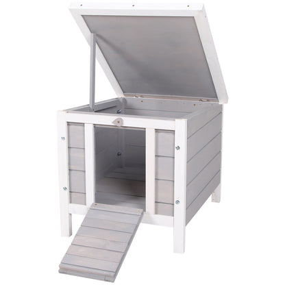 Adapost mic, din lemn, pentru iepuri, casuta pentru porcusori de Guineea, gri 46x39x30 cm