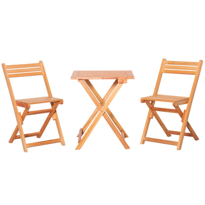 Set 3 Piese Masa si Scaune de Gradina Pliabile din Lemn pentru Exterior