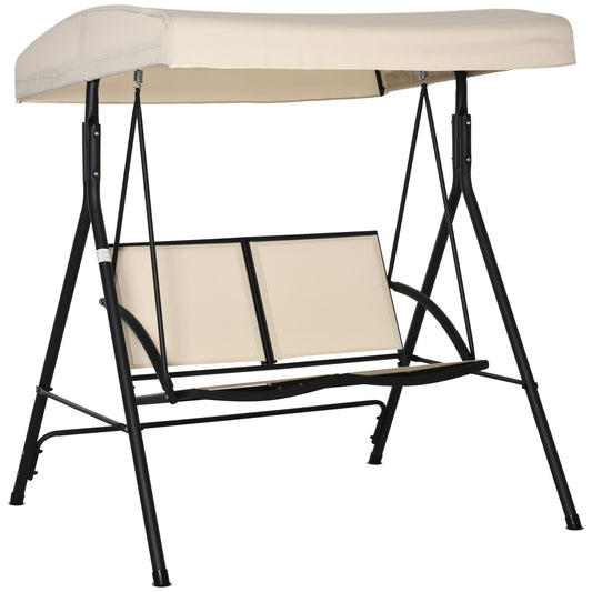 Balansoar cu 2 Locuri de Gradina pentru Exterior, 140x118x162cm Bej