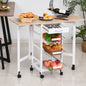 Carucior de Bucatarie Extensibil cu 3 sertare, MDF/Metal, 37x37x77.5 cm, Alb