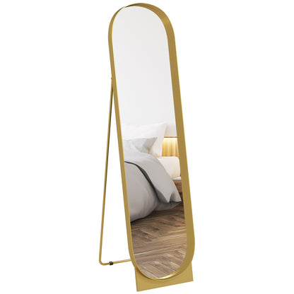 Oglindă de Podea Autoportantă din Metal 40x150 cm Auriu