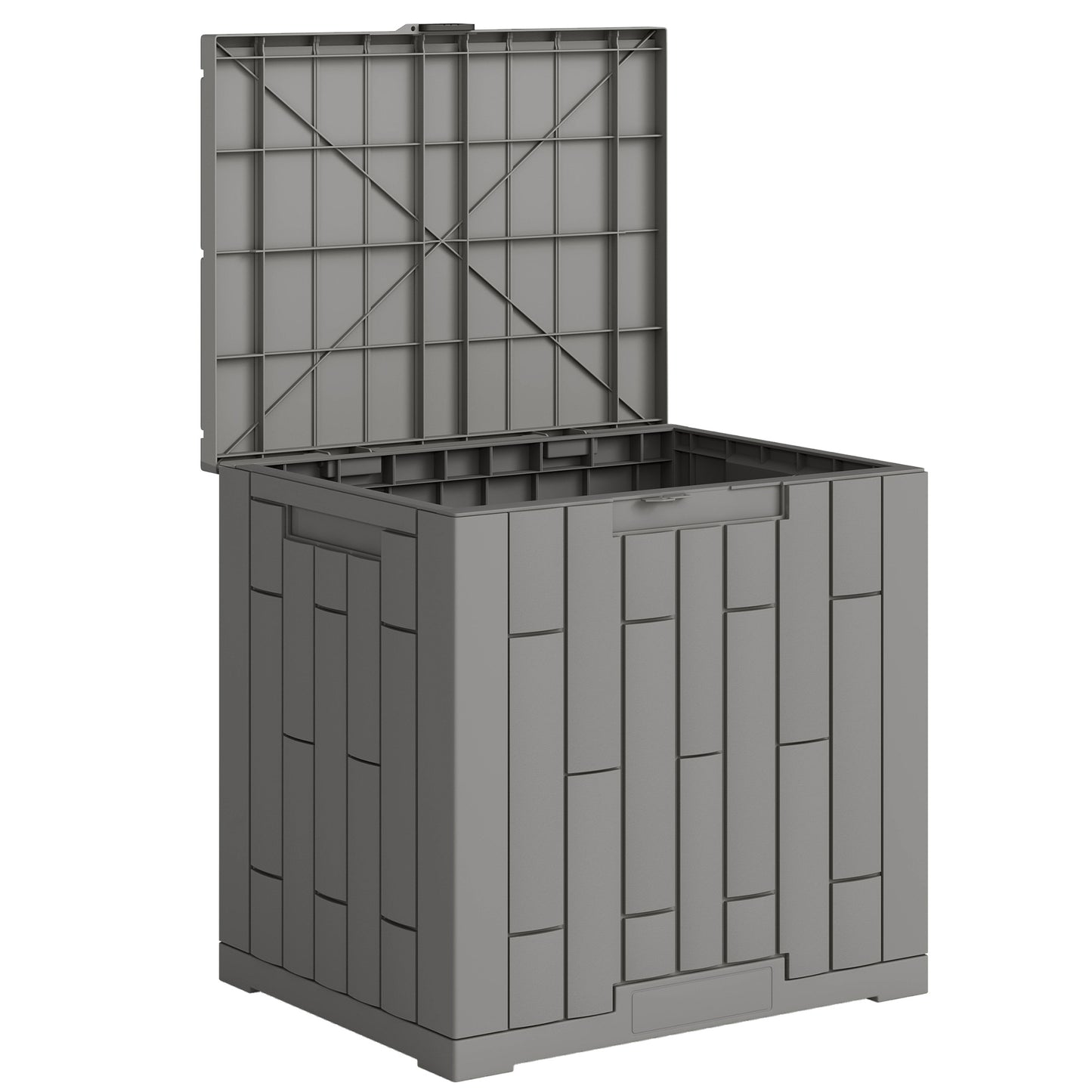 Ladă de Grădină 114L din Rășină Impermeabilă și Anti-UV cu Închidere cu Cheie, 56x44x54 cm, Gri