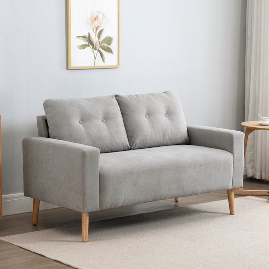 Canapea Compacta 2 Locuri Design Modern, Spate Matlasat, Gri