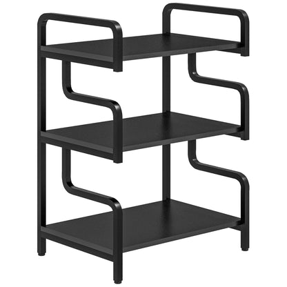 , Raft pentru Imprimantă, cu 3 Niveluri, PAL, Oțel, 55cm x 40cm x 77cm, Negru