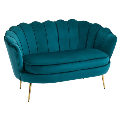 Canapea Vintage 2 Locuri – Catifea Verde, Stil Industrial Chic