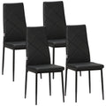 Set de 4 scaune de sufragerie cu spatar inalt, moderne din piele artificiala si otel, 41x50x97cm, negru