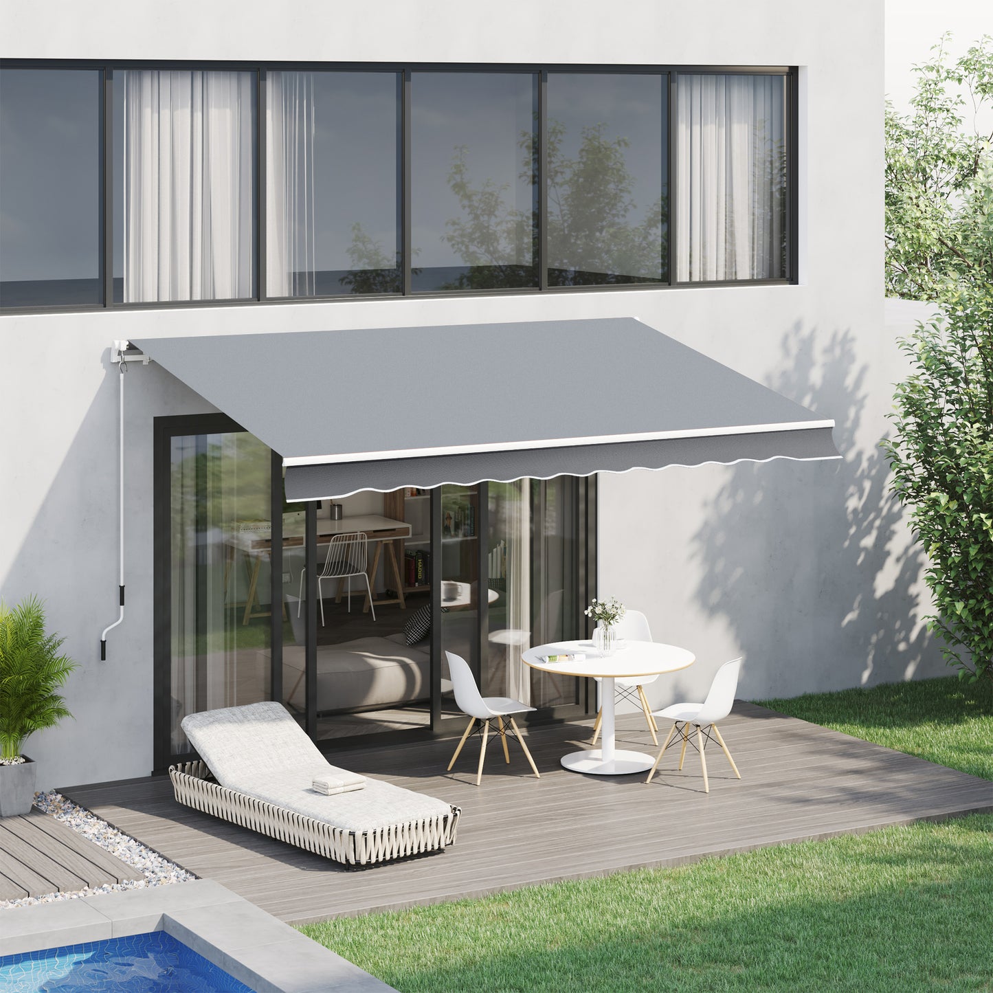 Copertina pentru soare tip rulou reglare cu manivela, din aluminiu si poliester, 295x245cm, gri