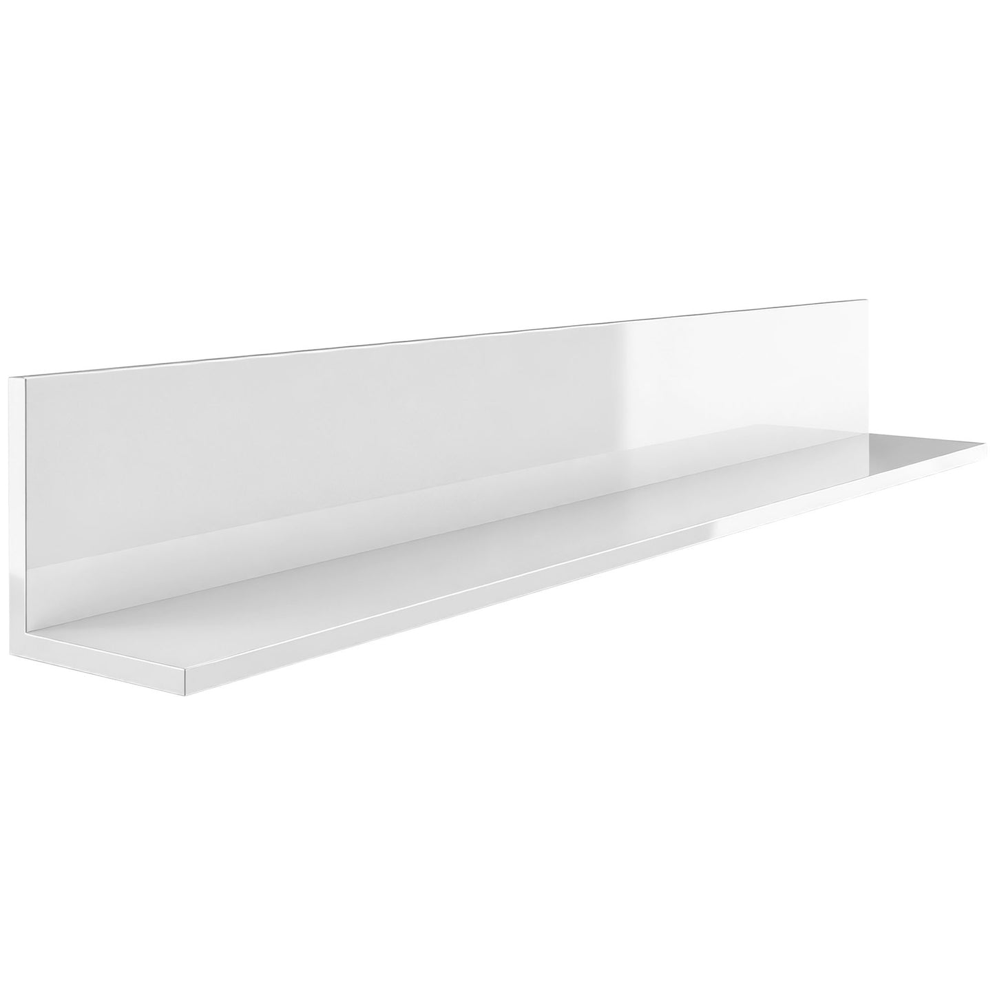 Etajeră de Perete pentru Living și Dormitor, Grosime 1,5 cm, Raft Suspendat din Lemn, 127x12x18 cm, Alb Lucios