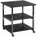 Dulap mobil pentru imprimantă cu 3 rafturi și 4 roți, lemn și oțel, 50x50x52,5cm, negru
