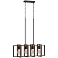 Candelabru Suspendat Rustic cu 4 Cadre Rotative și Lanț Reglabil, 80x21x90-130 cm, Negru și Maro