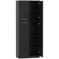 Mobilier de depozitare minimalist cu 2 dulapuri și rafturi reglabile, din lemn negru, 59x31x155 cm