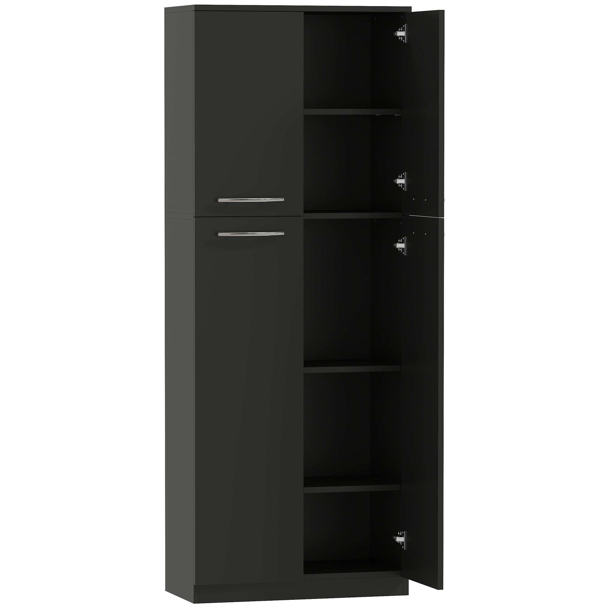 Mobilier de depozitare minimalist cu 2 dulapuri și rafturi reglabile, din lemn negru, 59x31x155 cm