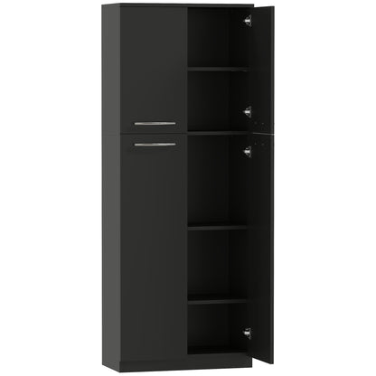 Mobilier de depozitare minimalist cu 2 dulapuri și rafturi reglabile, din lemn negru, 59x31x155 cm