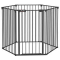 Poartă pliabilă și modulară pentru câini de talie medie, din metal și plastic, 123x102x90 cm, neagră