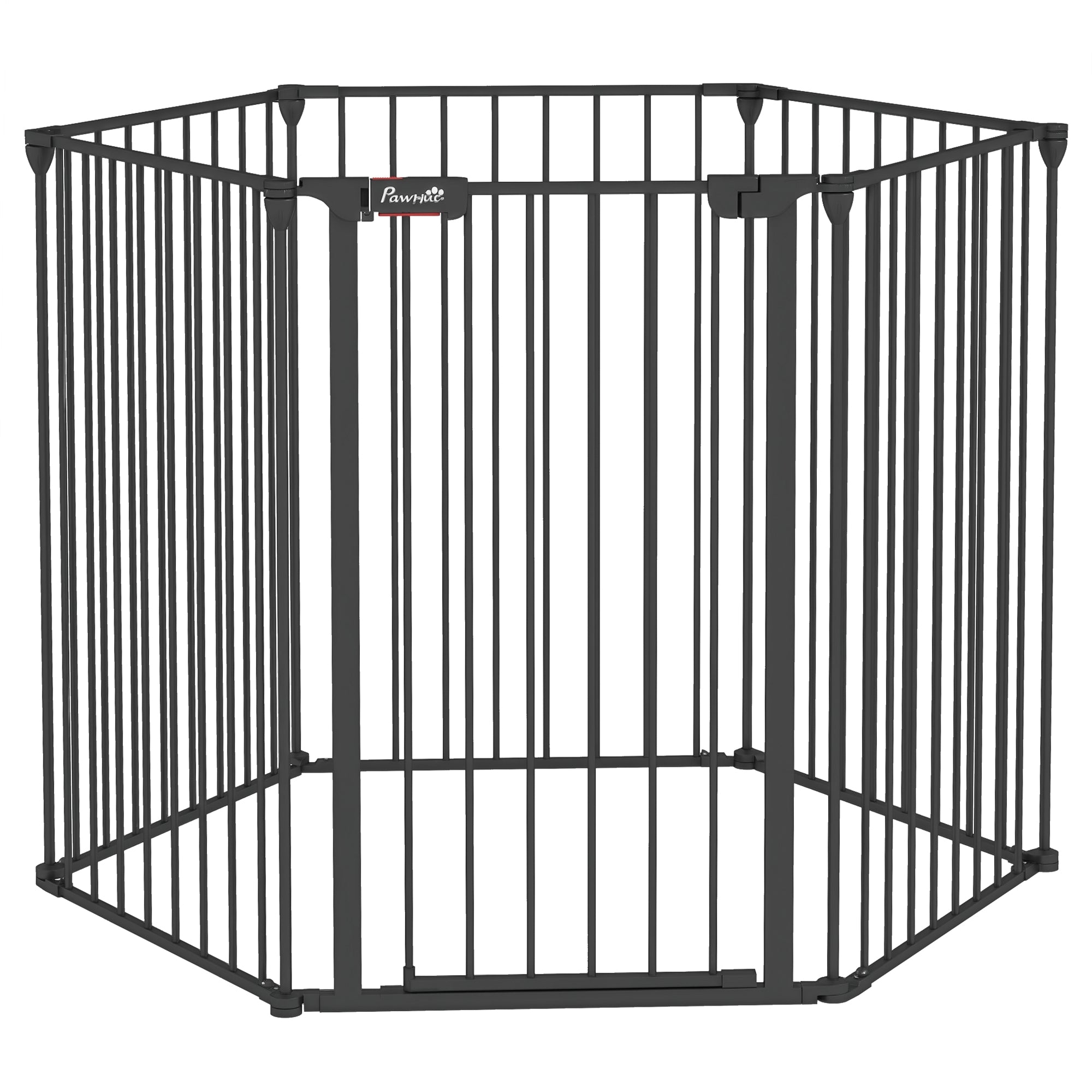 Poartă pliabilă și modulară pentru câini de talie medie, din metal și plastic, 123x102x90 cm, neagră