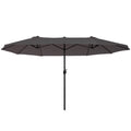 Umbrela Dubla Acoperis de Soare pentru Gradina Extern Tesatura Poliester Gri 2.7*4.6*2.4