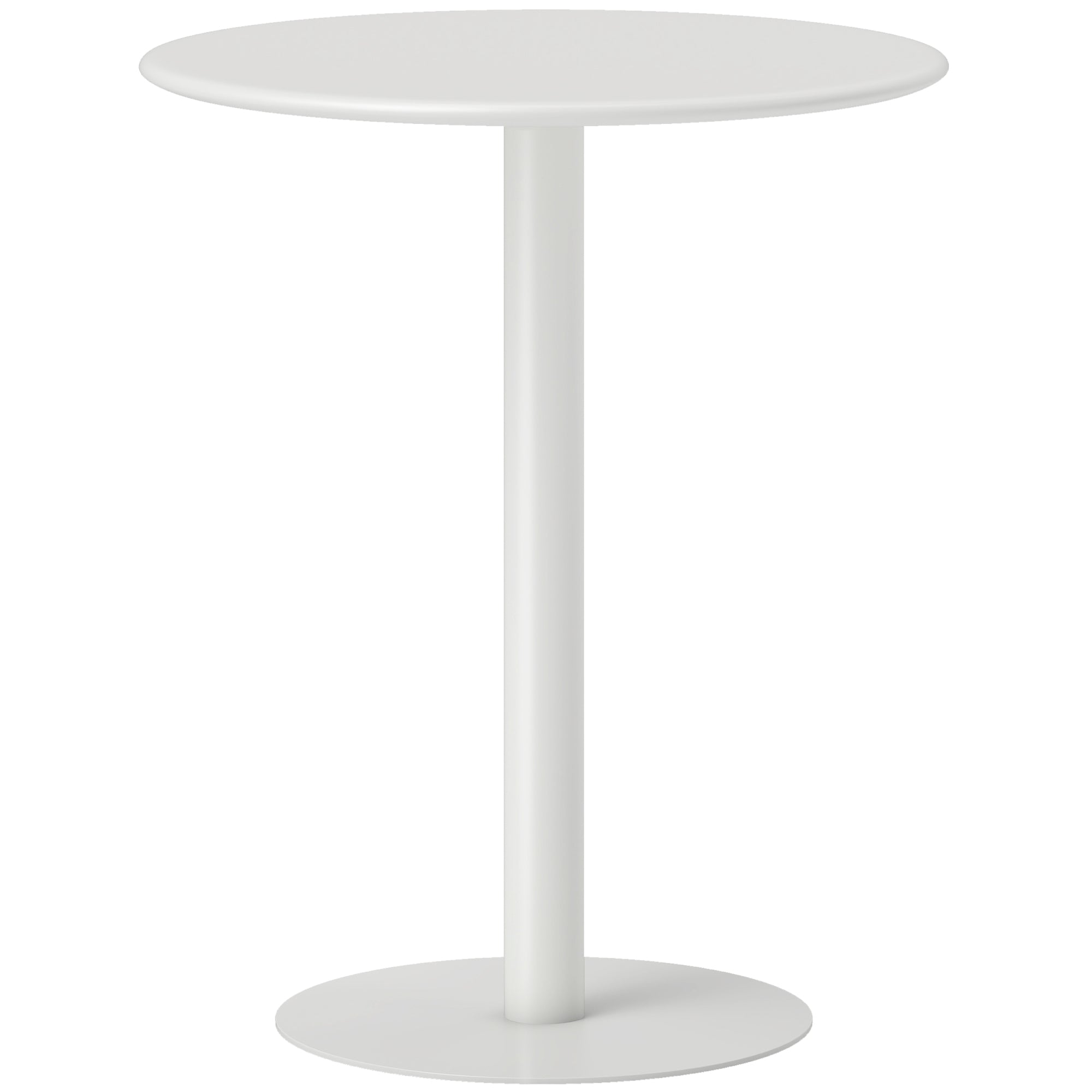 Masă rotundă pentru bucătărie, pentru 2 persoane, design modern din oțel, Ø60x72 cm, alb