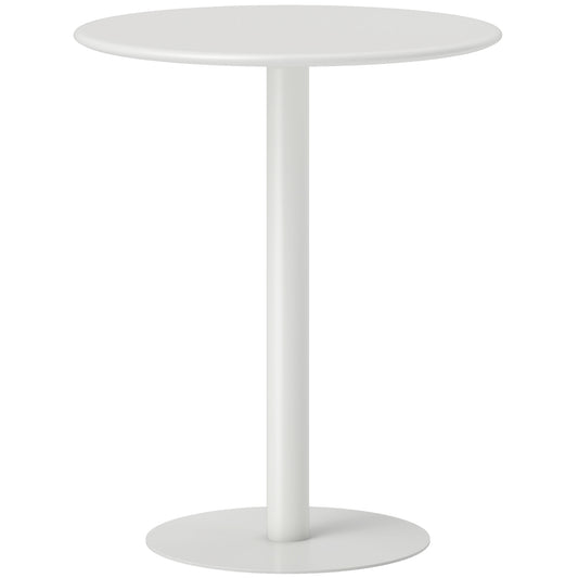 Masă rotundă pentru bucătărie, pentru 2 persoane, design modern din oțel, Ø60x72 cm, alb