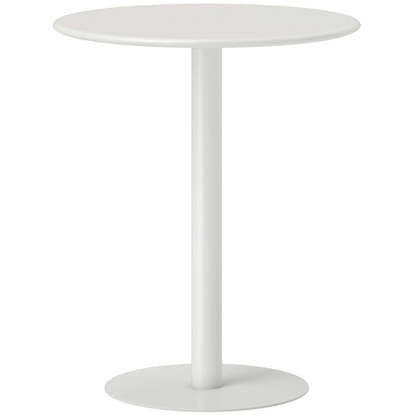 Masă rotundă pentru bucătărie, pentru 2 persoane, design modern din oțel, Ø60x72 cm, alb