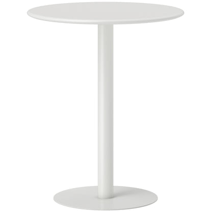 Masă rotundă pentru bucătărie, pentru 2 persoane, design modern din oțel, Ø60x72 cm, alb