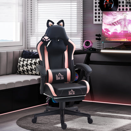 Scaun Gaming Ergonomic cu Urechi de Pisica, Roz