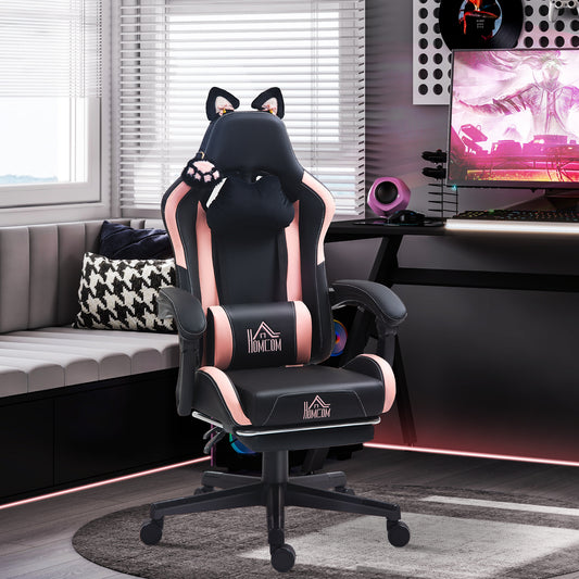 Scaun Gaming Ergonomic cu Urechi de Pisica, Roz