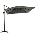 Umbrelă de Grădină cu Manivelă de Mână cu Unghi Reglabil pe 5 Niveluri și Rotație la 360°, 245x245x245 cm, Gri