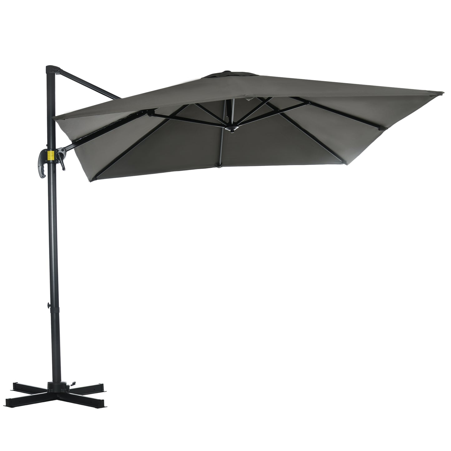 Umbrelă de Grădină cu Manivelă de Mână cu Unghi Reglabil pe 5 Niveluri și Rotație la 360°, 245x245x245 cm, Gri