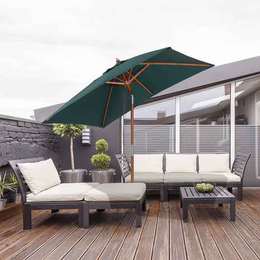 Umbrela Dreptunghiular din Bambus si Poliester Anti-UV Verde 2x1.5x2,3m