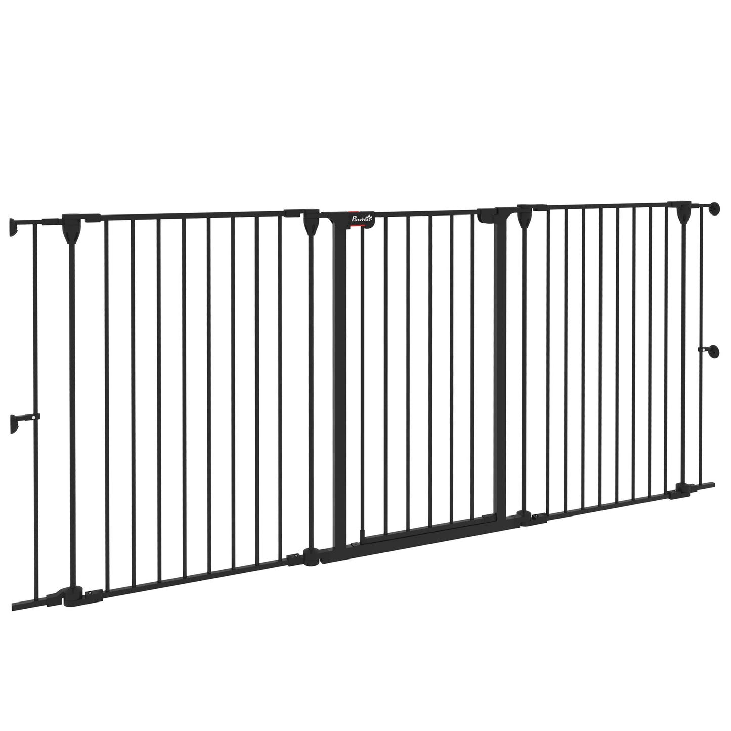 Poartă pentru câini de talie medie cu 3 panouri și sistem dublu de blocare, 206x90 cm, negru
