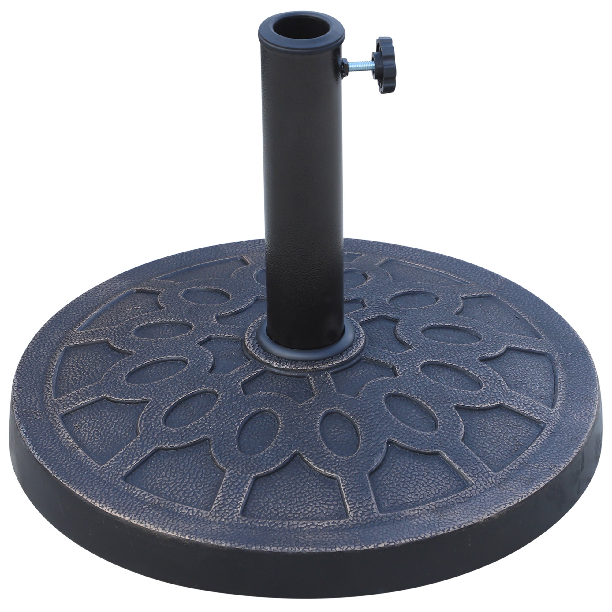 Bază rotundă pentru umbrelă, pentru stâlpi de Ø38 și Ø48 mm, din rășină și oțel, Ø45 cm, bronz