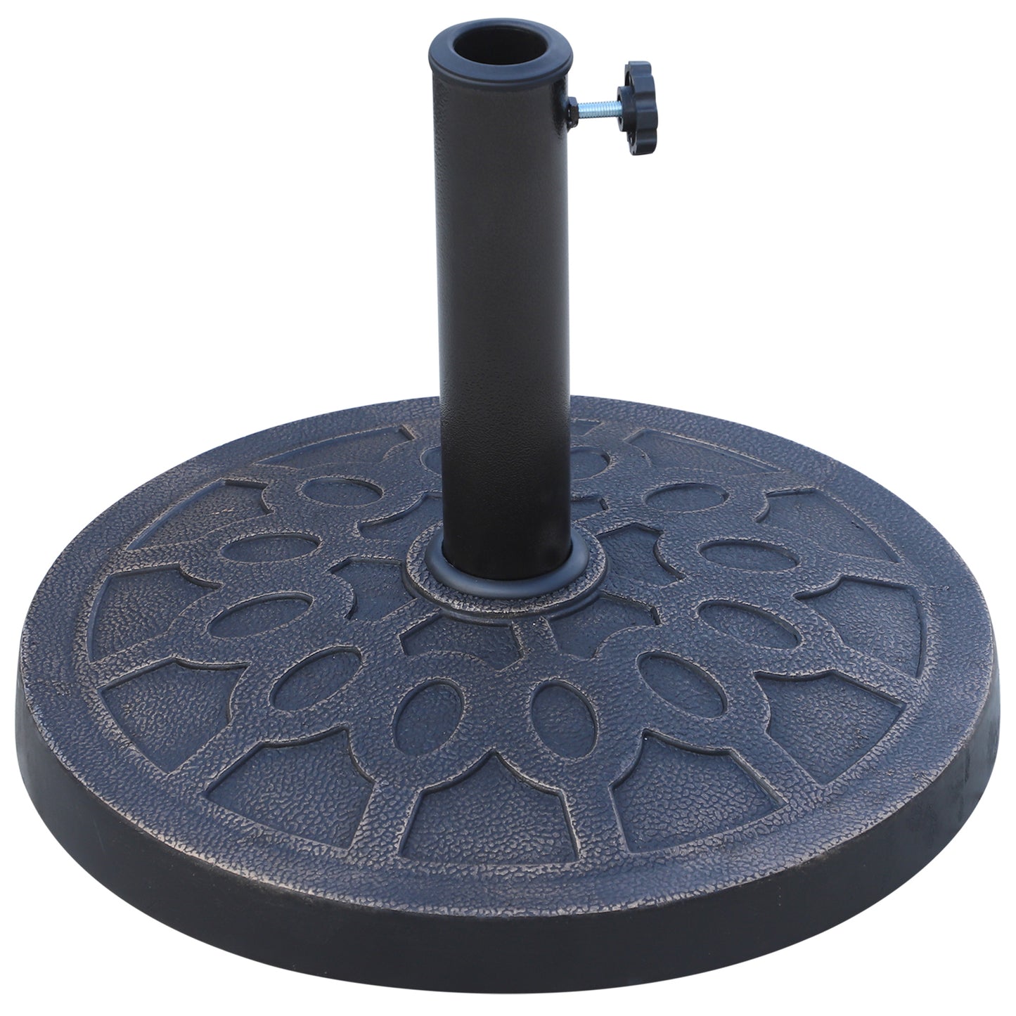 Bază rotundă pentru umbrelă, pentru stâlpi de Ø38 și Ø48 mm, din rășină și oțel, Ø45 cm, bronz
