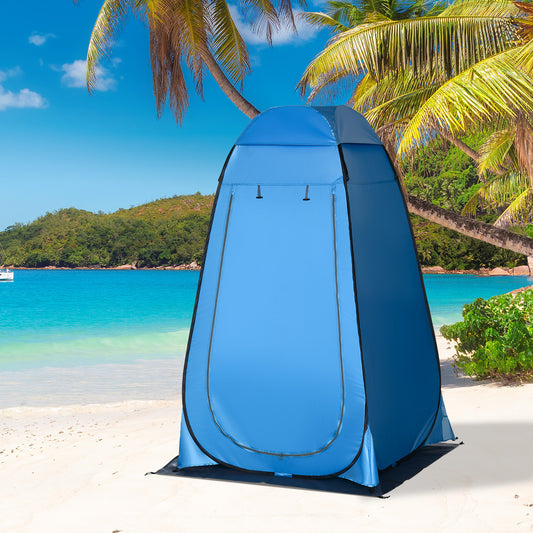Cort de Dus pentru Camping, cu Fermuar, Geanta de Transport si Buzunar, 126x124x189 cm, Albastru