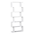 Bibliotecă Modernă cu 6 Rafturi, Design în Formă de S, Raft de Depozitare din Lemn pentru Living sau Birou, 80x24x191cm, Alb