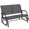 Banca Tip Leagan 2 Locuri din Metal, Negru, 123x70x87 cm