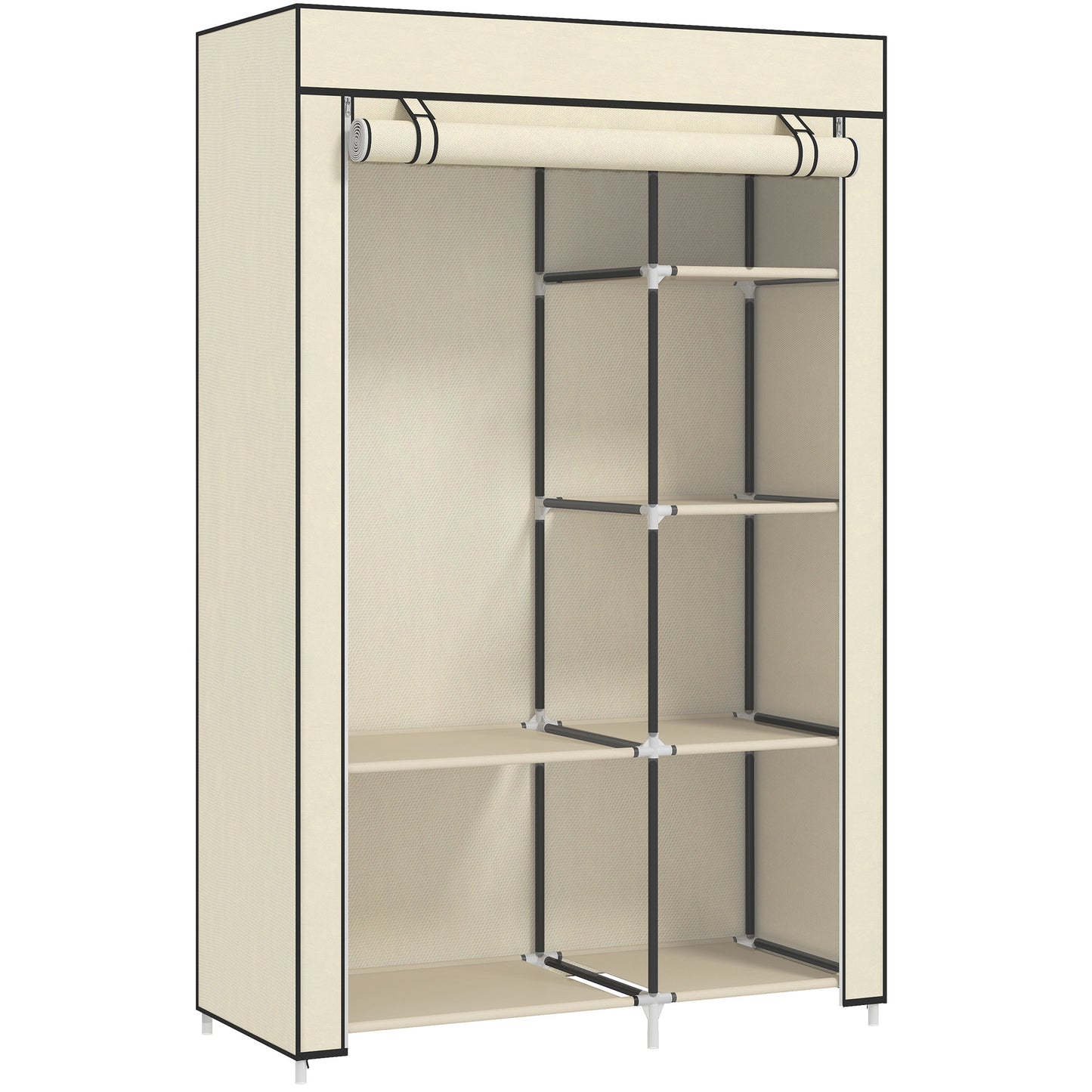 Garderobă Portabilă Dulap Garderobă Compactă, 103x43x162.5cm, Crem