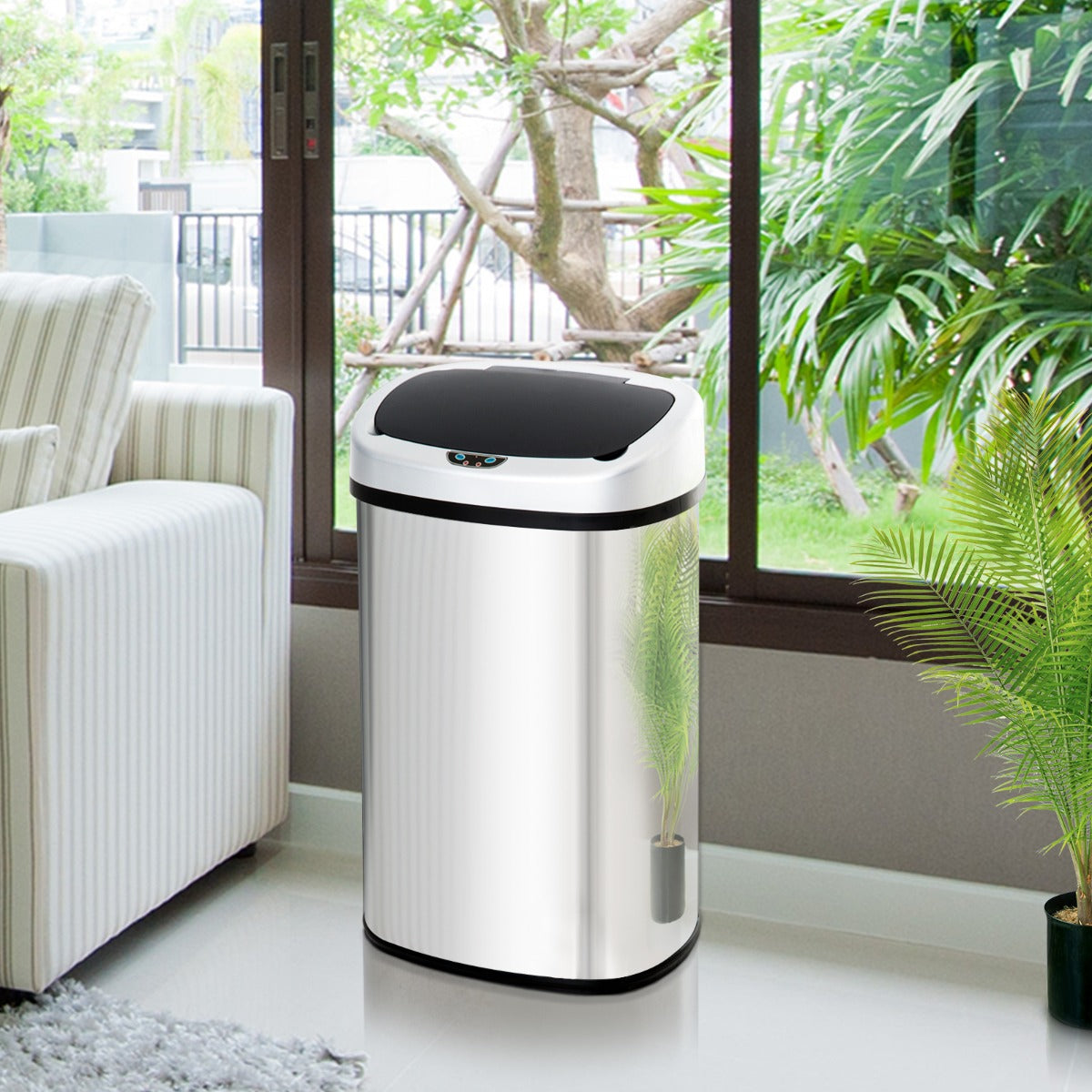 Cos Gunoi Inox – 58 L, Cu Senzor pentru Deschidere Automata