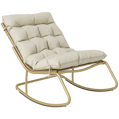 Șezlong Balansoar Exterior, Șezut 63 cm, Pernă inclusă, Culoare Bej.